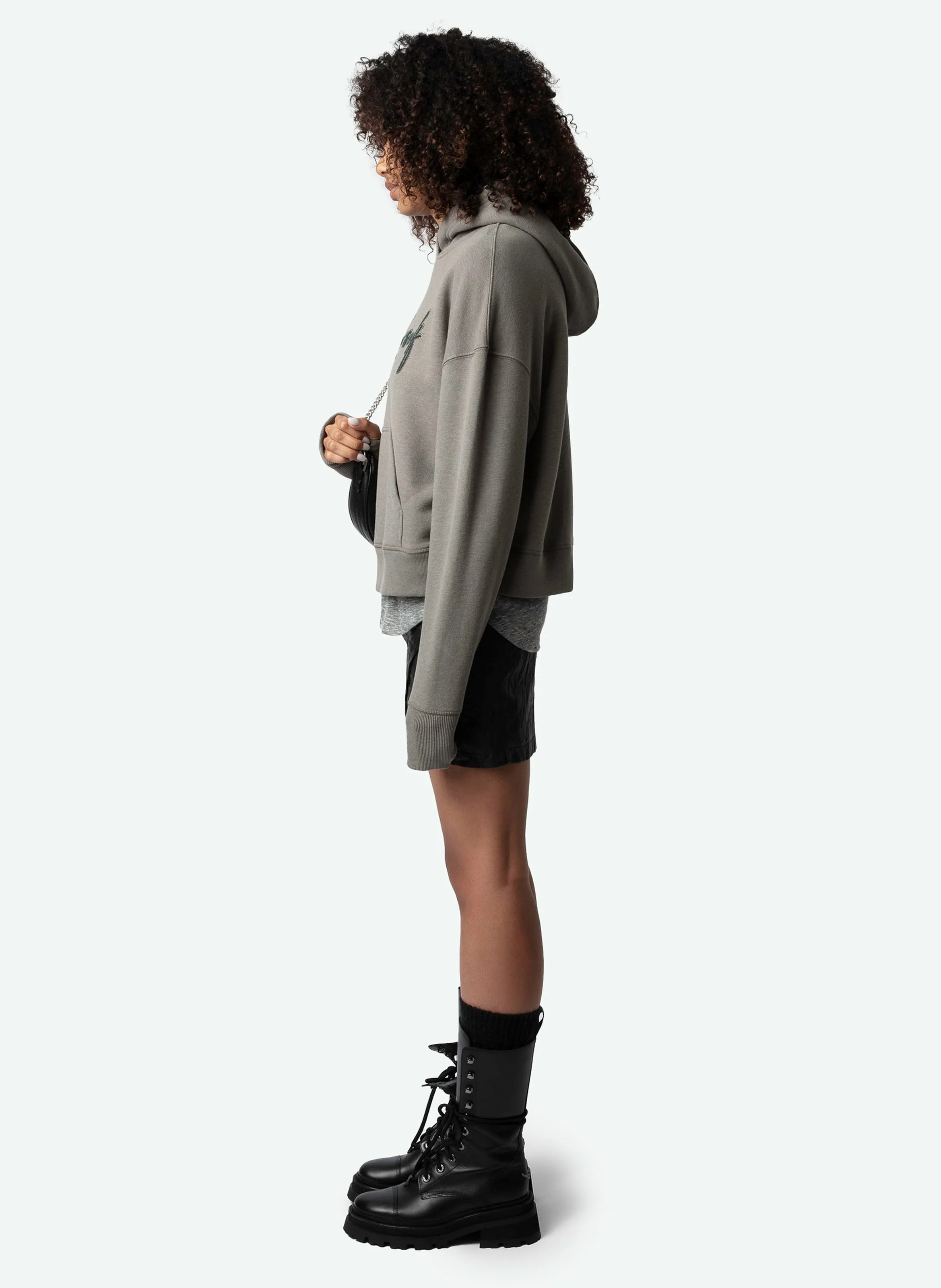  ZADIG&VOLTAIRE   MIA - Felpa con cappuccio stampata in misto cotone bio | Grigio
